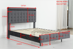 Floating Bed Frame Queen Size with LED Lights, Upholstered Headboard and Footboard Platform Bed, Wood Slats Support Easy Assembly