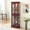 Curio Cabinet Lighted Curio Diapaly Cabinet with Adjustable Shelves and Mirrored Back Panel, Tempered Glass Doors (Cherry, 6 Tier)