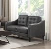 Gray Polished Microfiber Upholstered 1pc Loveseat Button Tufted Contoured Arms Solid Wood Frame Casual Living Room Furniture