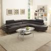 LUXURY ESPRESSO FAUX LEATHER SECTIONAL SOFA SET WITH FLIP-UP HEADREST – 2PC