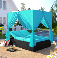 Gorgeous Outdoor Wicker Sunbed Daybed with Plush Cushions & Adjustable Seating