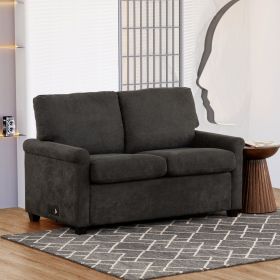 Convertible Twin Sleeper Sofa with USB Ports, Modern Upholstered Sofa Bed, Living Room 2-Seater Sofa/Loveseat, Dark Gray