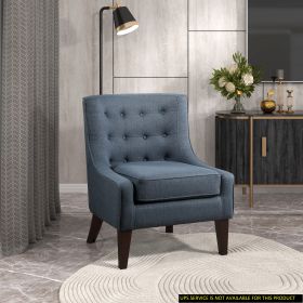 Classic Living Room 1pc Accent Chair Button Tufted Blue Fabric Upholstery Solid Wood Furniture Reversible Seat Cushion