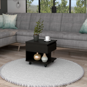 Lift Top Coffee Table Mercuri, Casters, Black Wengue Finish