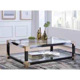 Stunning White Brushed & Clear Glass Coffee Table | Elegant Minimalist Design