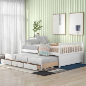 FULL SIZE DAYBED w/ TWIN TRUNDLE & STORAGE DRAWERS | ELEGANT WHITE SOFA BED