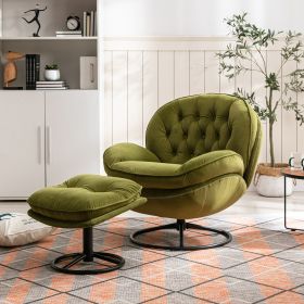 Luxurious Fruit Green Accent Chair with Ottoman – Stylish TV & Living Room Chair