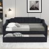 STYLISH BLACK UPHOLSTERED TWIN DAYBED WITH TRUNDLE | SPACE-SAVING SLEEPER