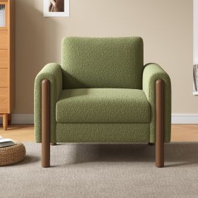 OVERSIZED GREEN ACCENT CHAIR | LUXE UPHOLSTERED SOFA WITH WALNUT LEGS & CURVED ARMS