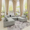 MODERN CHENILLE MODULAR L-SHAPED SOFA - ADJUSTABLE HEADRESTS & HIDDEN LEGS