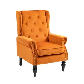 VIBRANT ORANGE MODERN WOOD ACCENT CHAIR | STYLISH COOLMORE LOUNGE SEAT - STURDY WOOD FRAME & LEGS FOR LIVING ROOM/BEDROOM