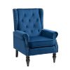 NAVY WOOD FRAME ACCENT CHAIR - MODERN LOUNGE SEATING WITH STURDY WOOD LEGS | COOLMORE ARMCHAIR FOR LIVING ROOM & BEDROOM