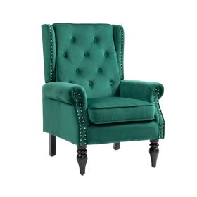 STYLISH GREEN WOOD FRAME ACCENT CHAIR – MODERN LOUNGE SEATING FOR LIVING ROOM & BEDROOM