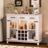 47" MODERN FARMHOUSE BUFFET CABINET WITH LED & WINE RACK