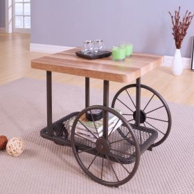 Vibrant Oak & Antique Grey End Table with Shelf | Chic Modern Accent