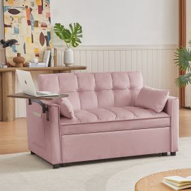 Cozy Pink Velvet Loveseat Sofa Bed | Elegant Convertible Couch for Stylish Living Rooms