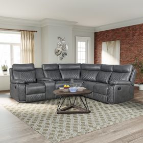 ULTIMATE GRAY RECLINER SOFA | LUXURY HOME THEATER SEATING W/ CUP HOLDERS & HIDDEN STORAGE