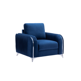 VIBRANT BLUE ACCENT CHAIR | SLEEK CHROME TRIMMED METAL LEGS