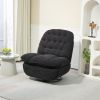 360Â° Swivel Recliner Adjustable Chair Chenille Glider Swivel Reclining Sofa Chair with Black Metal Round Base - Black