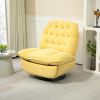 360Â° Swivel Recliner Adjustable Chair Chenille Glider Swivel Reclining Sofa Chair with Black Metal Round Base - Yellow