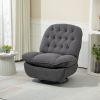 360Â° Swivel Recliner Adjustable Chair Chenille Glider Swivel Reclining Sofa Chair with Black Metal Round Base - Gray