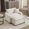 Comfortable Single Chair Deep Seat Sofa With Footstool With One Pillow