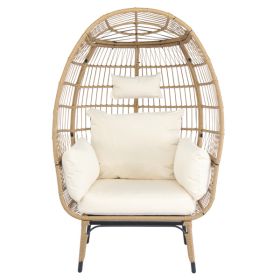 Luxurious Oversized Wicker Egg Chair with Stand & Cushions – Ultimate Indoor & Outdoor Lounger for Patio, Porch, Balcony & Living Room