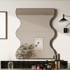 Wall Mirror 30x35 Inch Black Rectangular Mirror with 2 Wavy Sides Metal Framed Mirror Vanity Mirror Dressing Mirror, for Bathroom, Living Room, Bedroo