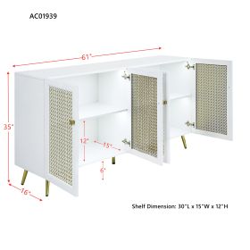 Gaerwn Console Cabinet w/LED, White High Gloss Finish