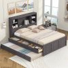 ULTIMATE FULL-SIZE PLATFORM BED w/ STORAGE, USB CHARGING, TWIN TRUNDLE & 3 DRAWERS | ANTIQUE BROWN