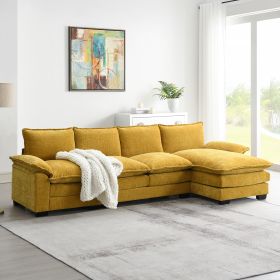 Stunning 118x55" Modern L-Shaped Chenille Cloud Sofa – Plush Double Seat Cushions & 5-Seat Upholstered Comfort for Your Living Room