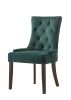 Farren Side Chair, Green Velvet & Espresso Finish (Set-2)