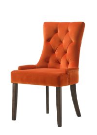 Farren Side Chair, Orange Velvet & Espresso Finish (Set-2)