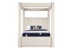 Monica luxurious Four-Poster Full Bed Made with Wood in Cream