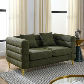 60Inch Oversized 2 Seater Sectional Sofa, Living Room Comfort Fabric Sectional Sofa-Deep Seating Sectional Sofa, Soft Sitting with 2 Pillows for Livin