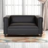 Black Broadway Faux Leather Loveseat Sofa for Living Room