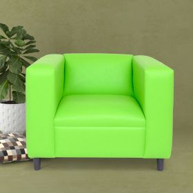 Stylish Green Faux Leather Sofa Chair | Modern Living Room & Bedroom Accent | Solid Wood Frame