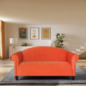 Vibrant Orange Velvet 3-Seater Sofa | Chic Modern Couch for Living Room, Bedroom, Office | Solid Wood Frame