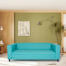 Vibrant Teal Faux Leather Sofa | Stylish Modern 3-Seater Couch for Living Room, Bedroom & Office | Durable Solid Wood Frame