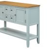 Cambridge Series Vintage Lime White Console Table with Ample Storage – 4 Drawers & Bottom Shelf for Living Rooms, Entrances & Kitchens