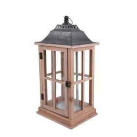 Better Homes & Gardens Rustic Wood Candle Holder Lantern, Medium