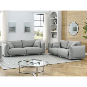 3-seater + 2-seater combination sofa Modern Couch for Living Room Sofa,Solid Wood Frame and Stable Metal Legs, 4 Pillows, Sofa Furniture for Apartment