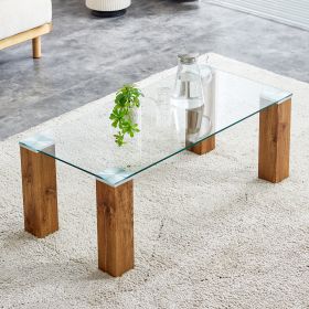 ELEGANT GLASS-TOP COFFEE TABLE | MODERN TEA TABLE WITH DURABLE MDF LEGS