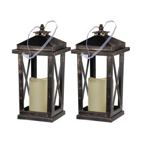 Set of 2 Menifee Lantern with Led Candle, Tall 5x5x11"