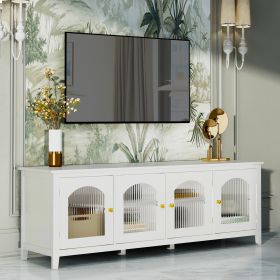 71-inchstylishTVcabinet Entertainment CenterTV stand,TVConsoleTable, Media Console,solidwood frame,Changhong glass door,Metal handle,antique white