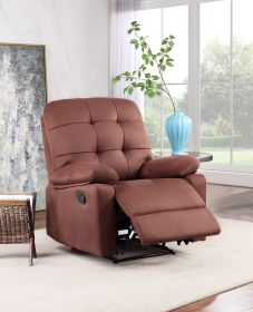 Contemporary Chocolate Color Plush Microfiber Motion Recliner Chair 1pc Couch Manual Motion Plush Armrest Tufted Back Living Room Furniture