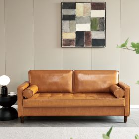 Modern Mid-Century Vegan Leather Sofa (Mocha)