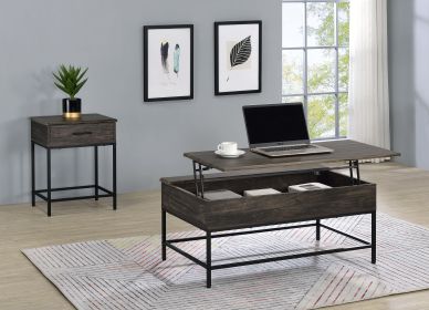 Cliff 2 Piece Brown MDF Lift Top Coffee and End Table Set