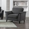 Stanton Dark Gray Linen Chair with Tufted Arms