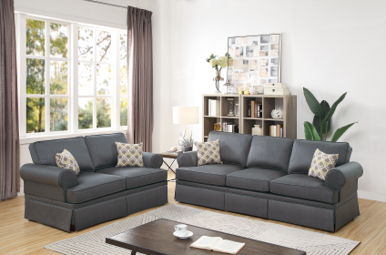 LUXE CHARCOAL GRAY 2-PC SOFA SET | MODERN COMFORT & STYLE